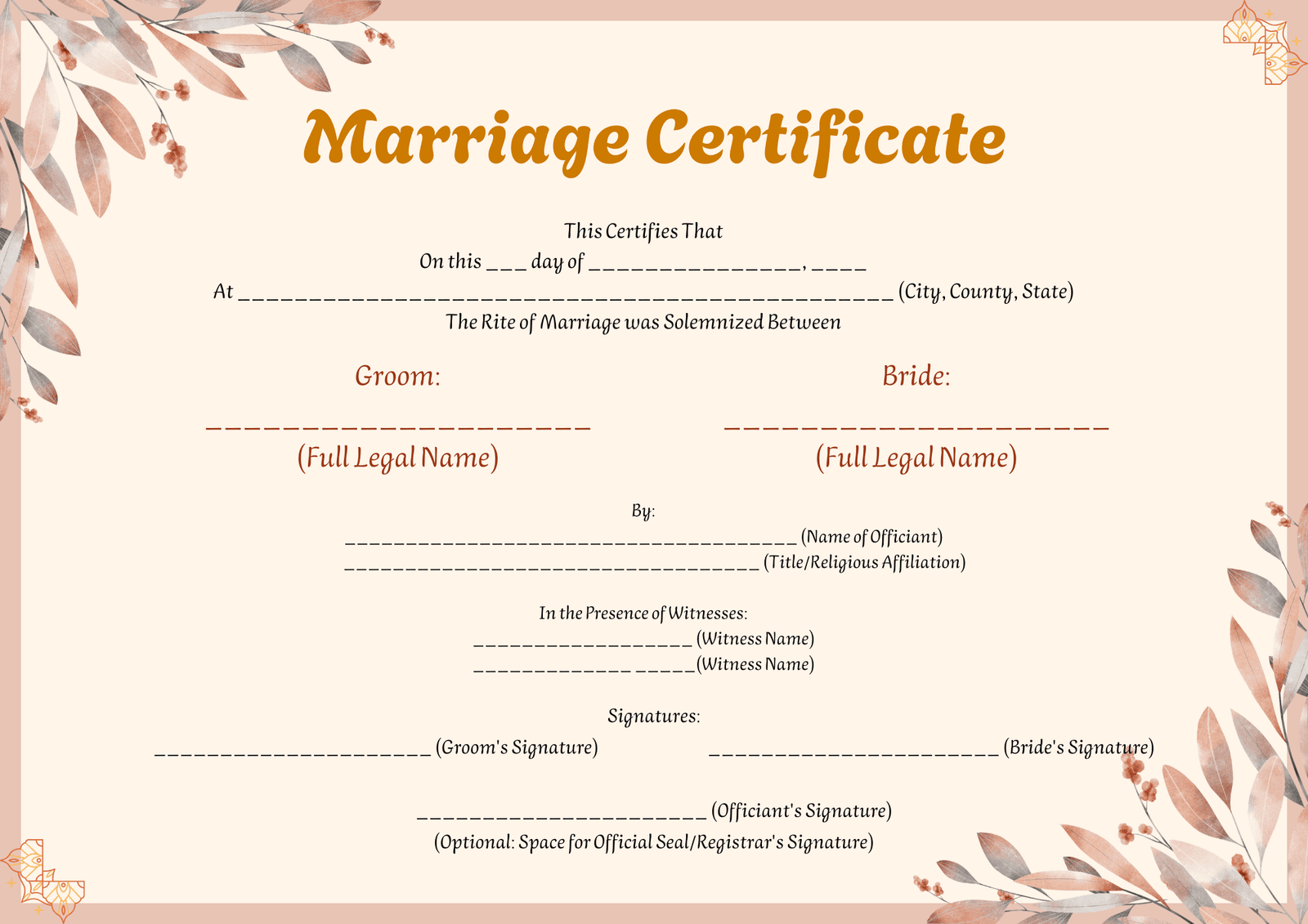 Marriage Certificate